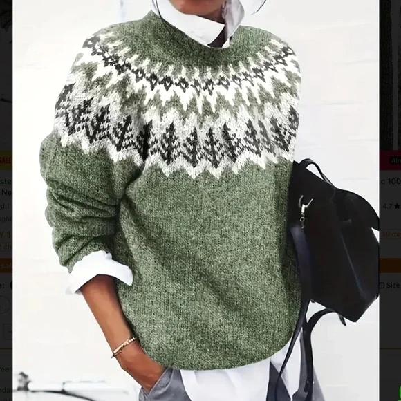 Nordic Pines Retro Fair Isle Sweater - Picture 1 of 15